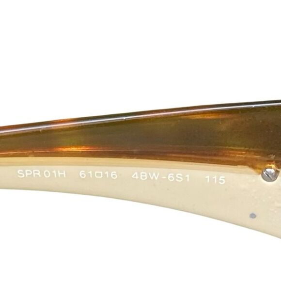 Prada SPR01H Brown Havana Gold Women Rectangular Wrap Sunglasses w/Case/Dust Bag - Picture 6 of 12